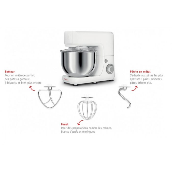 Robot Pâtissier Masterchef MOULINEX 800W Blanc