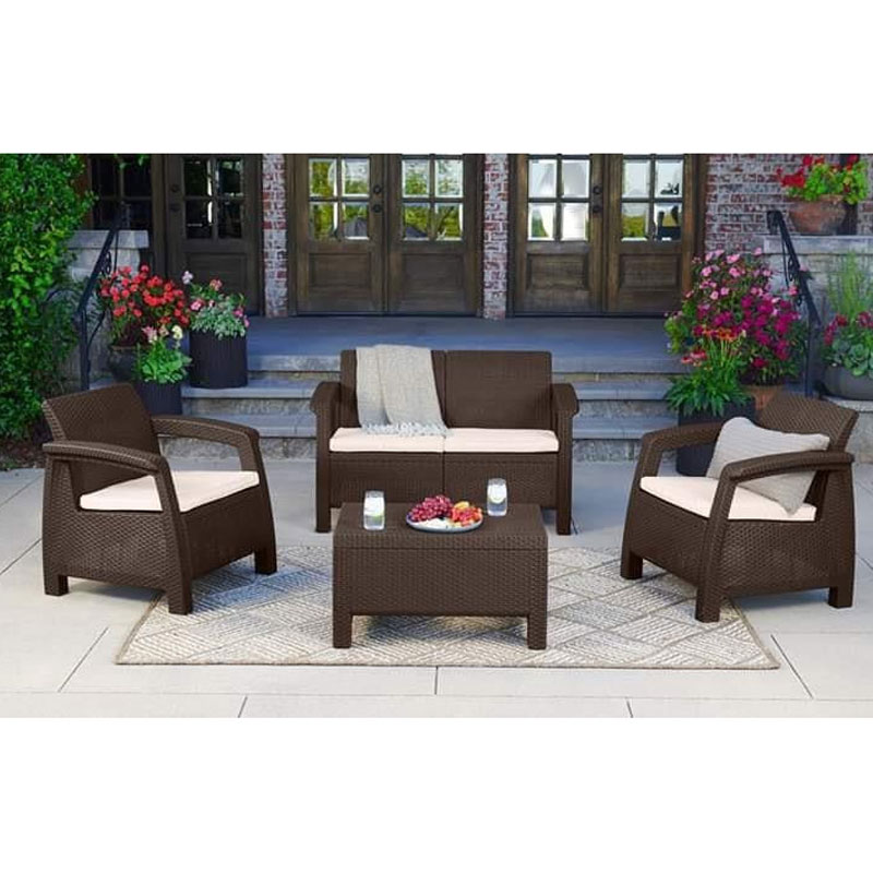 Salon Carthage Pour Terrase 4 Piéces - Marron