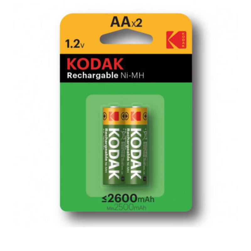 2 Piles Rechargeables KODAK 2600mAh Ni-Mh AA