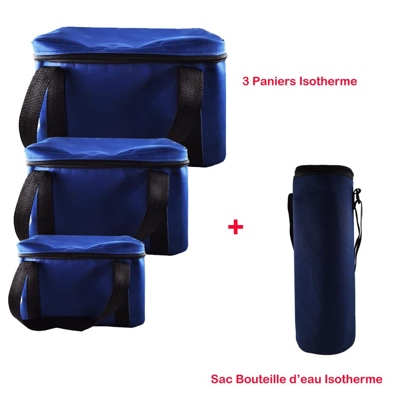 Trois Paniers + Sac Bouteille Isotherme - Bleu