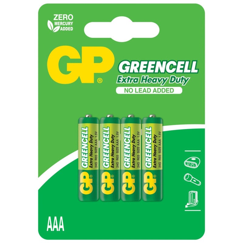 4x Piles GP Greencell AAA EXTRA HEAVY DUTY R03 1.5V