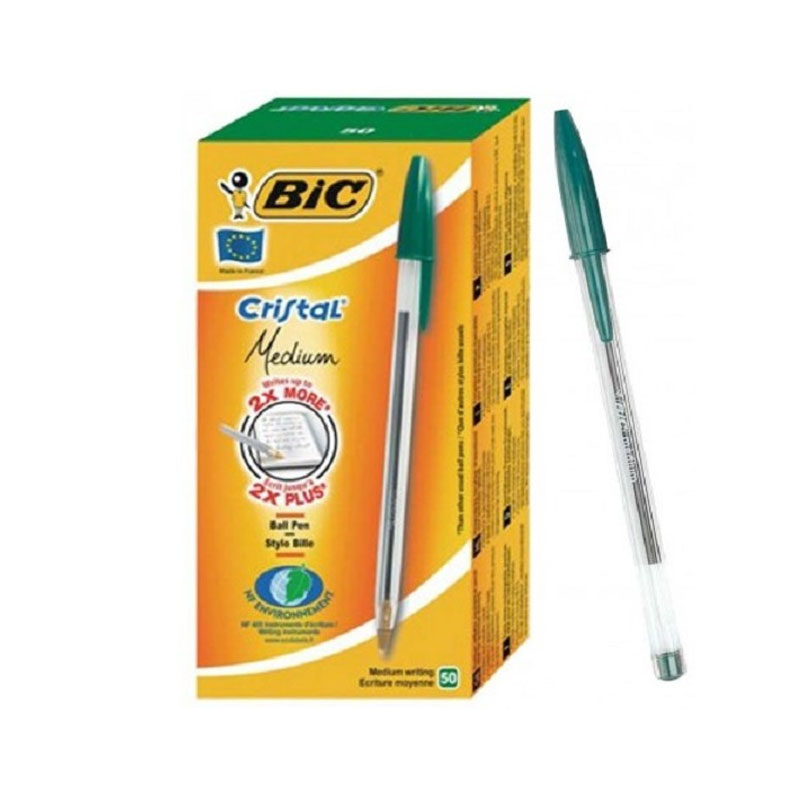de 50 Stylos à Bille BIC Cristal Medium - Vert