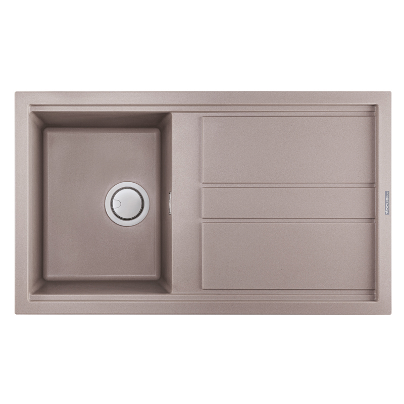 Évier De Cuisine Encastrable FOCUS Graniteck 1 Bac + égouttoir 86cm - Grège - Focus