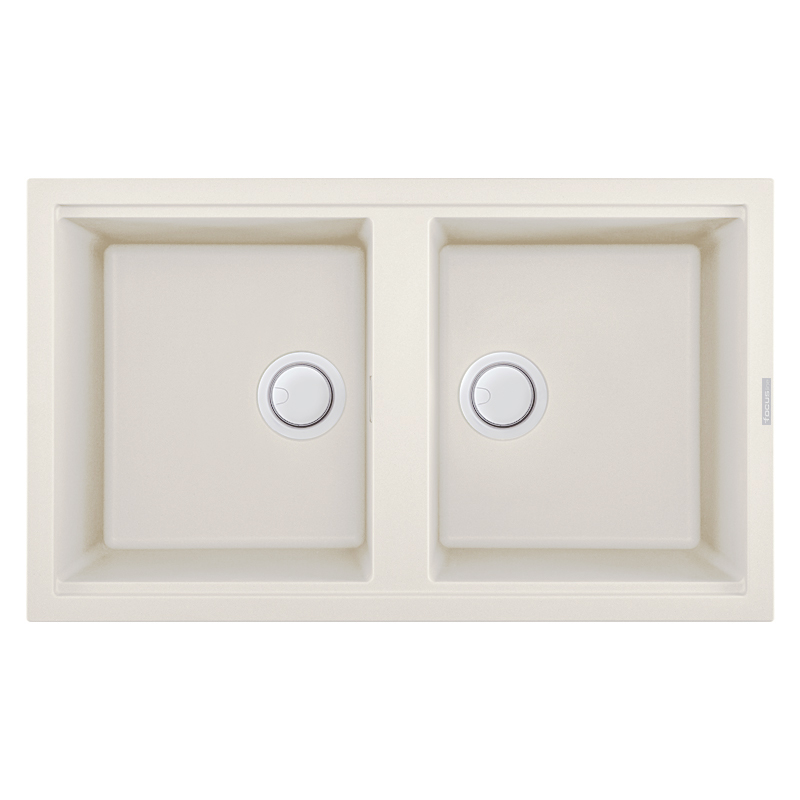 Évier De Cuisine Encastrable FOCUS Graniteck 2 Bacs - Blanc - Focus