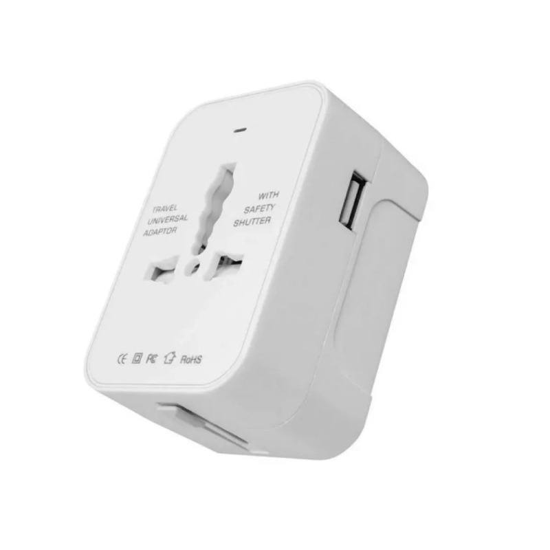Adaptateur De Voyage Universel Tout En Un Avec 1 Port USB - Blanc