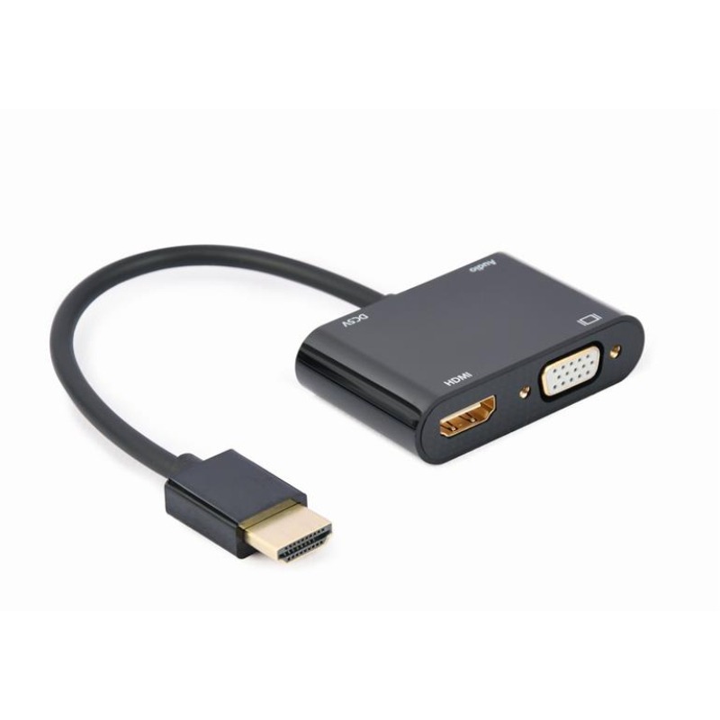 Adaptateur GEMBIRD HDMI Male vers HDM Femelle + VGA Femelle + Audio - GEMBIRD