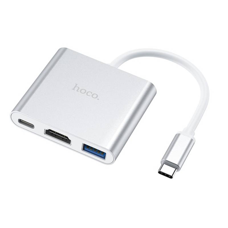 Adaptateur HOCO HB14 USB Type-C 3en1 - Silver