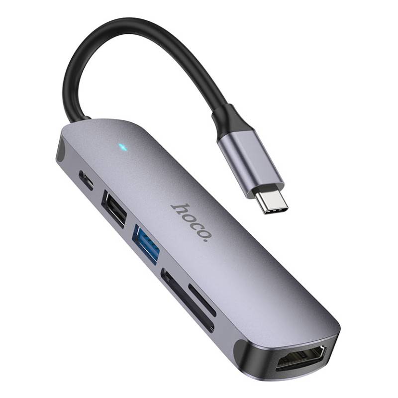 Adaptateur HOCO HB28 USB Type-C 6en1 - Gris