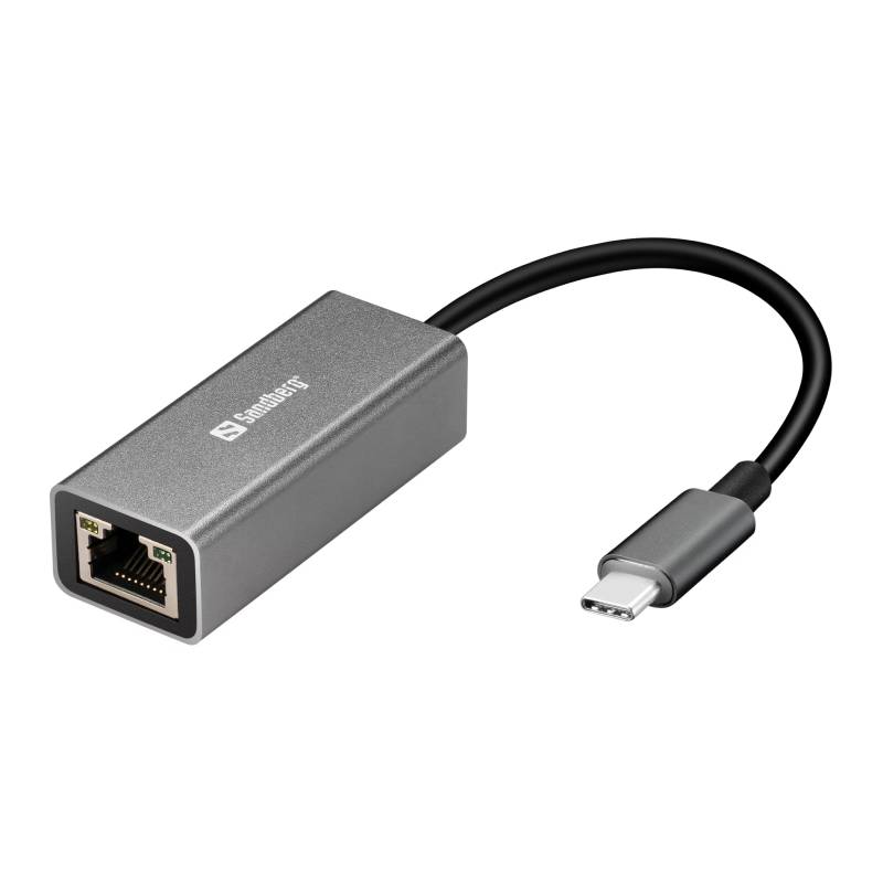 Adaptateur réseau SANDBERG USB Type-C vers RJ45 - Inox