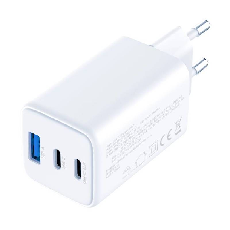 Adaptateur de Charge 3MK 65W avec 3 Ports USB-C/USB-A - Blanc - 3MK