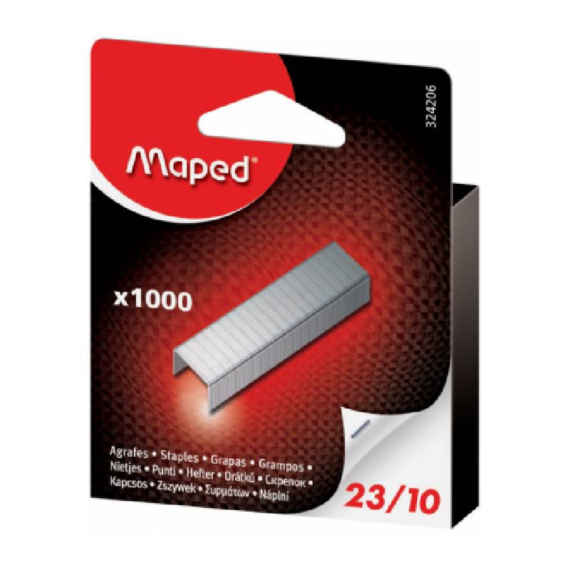 Agrafes MAPED 23/10 en fil métallique galvanisé - 1000 pièces