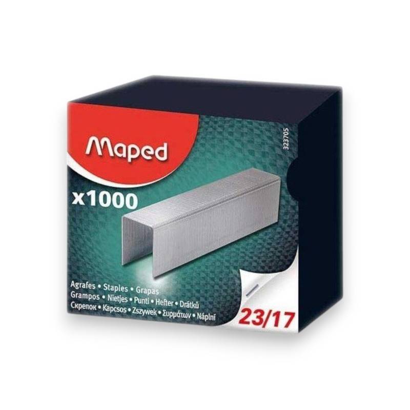 Agrafes MAPED 23/17 en fil métallique galvanisé - 1000 pièces