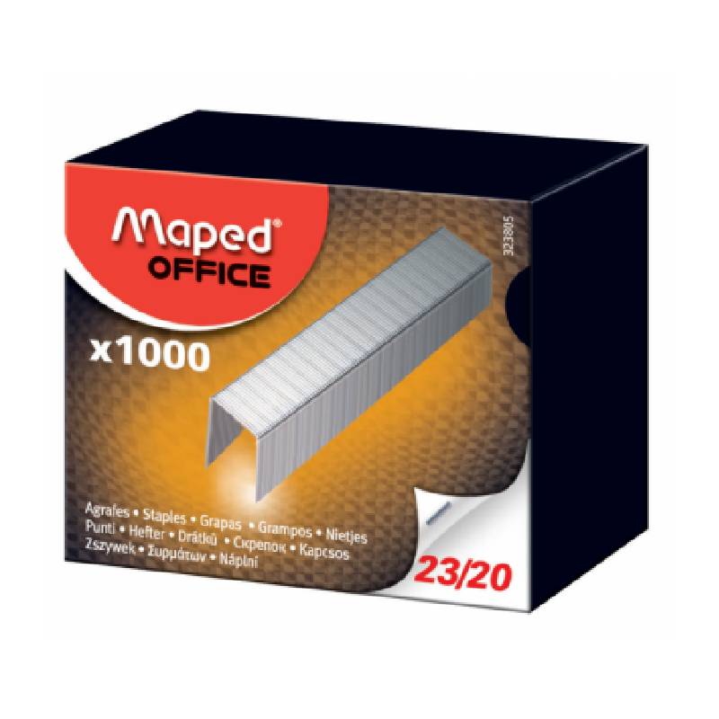 Agrafes MAPED 23/20 en fil métallique galvanisé - 1000 pièces