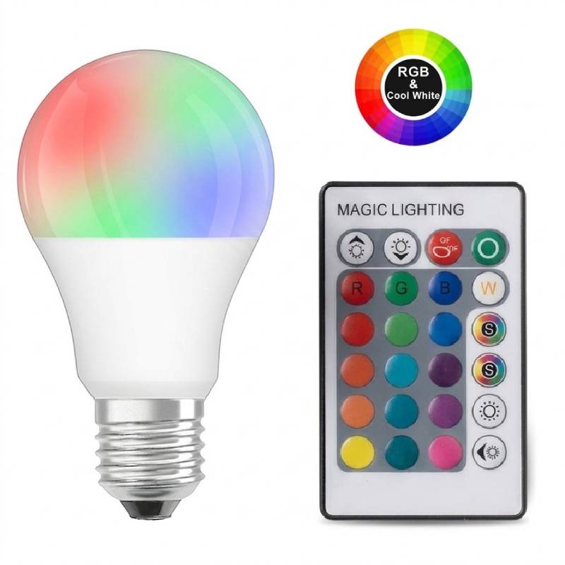 Ampoule LED RGBW 15W E27 Multicolore avec Télécommande IR