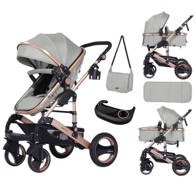 Poussette Landau BELECOO 535-Q3 Avec Sac Maman - Gris