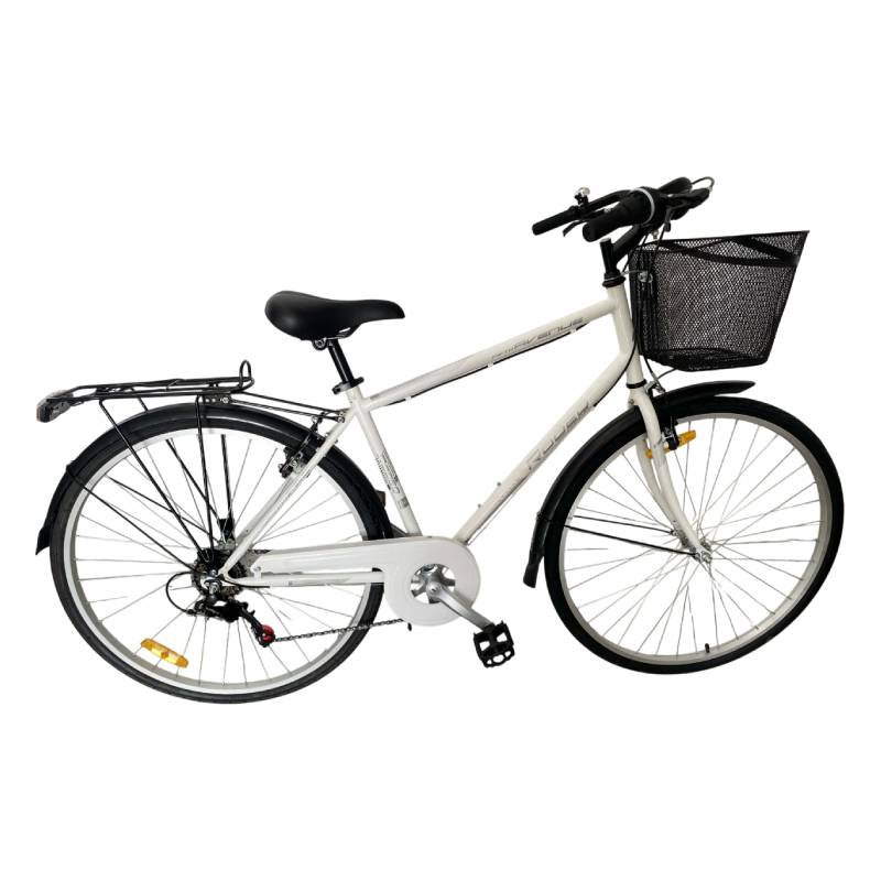 Bicyclette VTT RODEO 6 Vitesses 27'' Avec Panier - Blanc