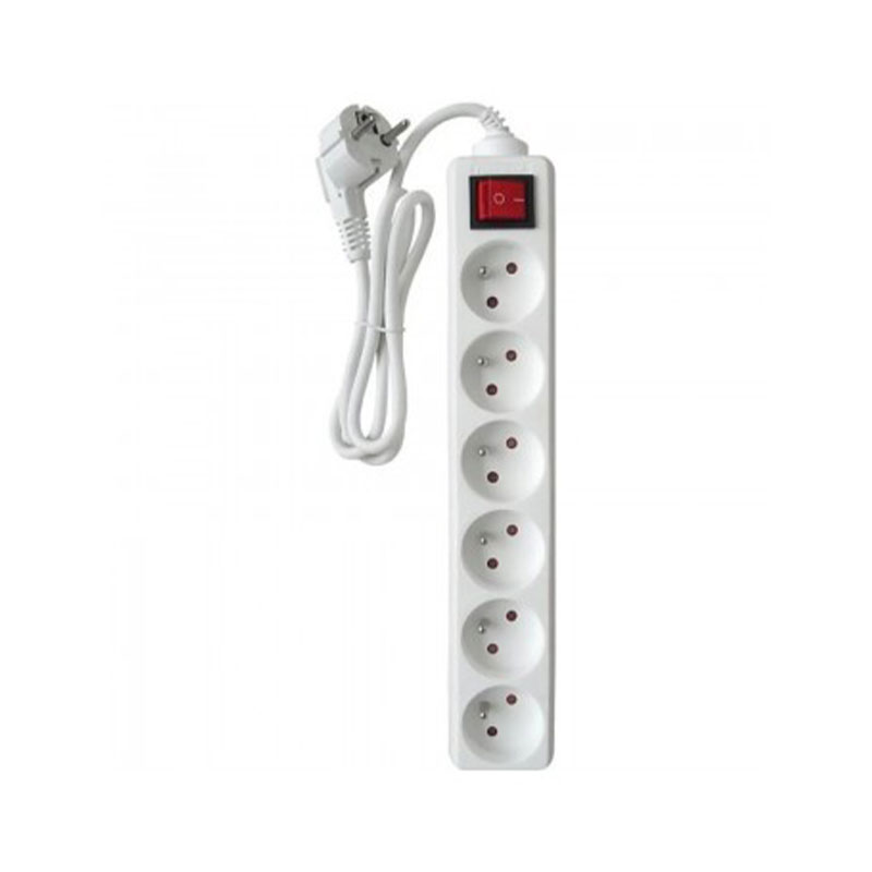 Bloc Multiprise SOMEF 6 Modules Avec Interrupteur 3 M - Blanc