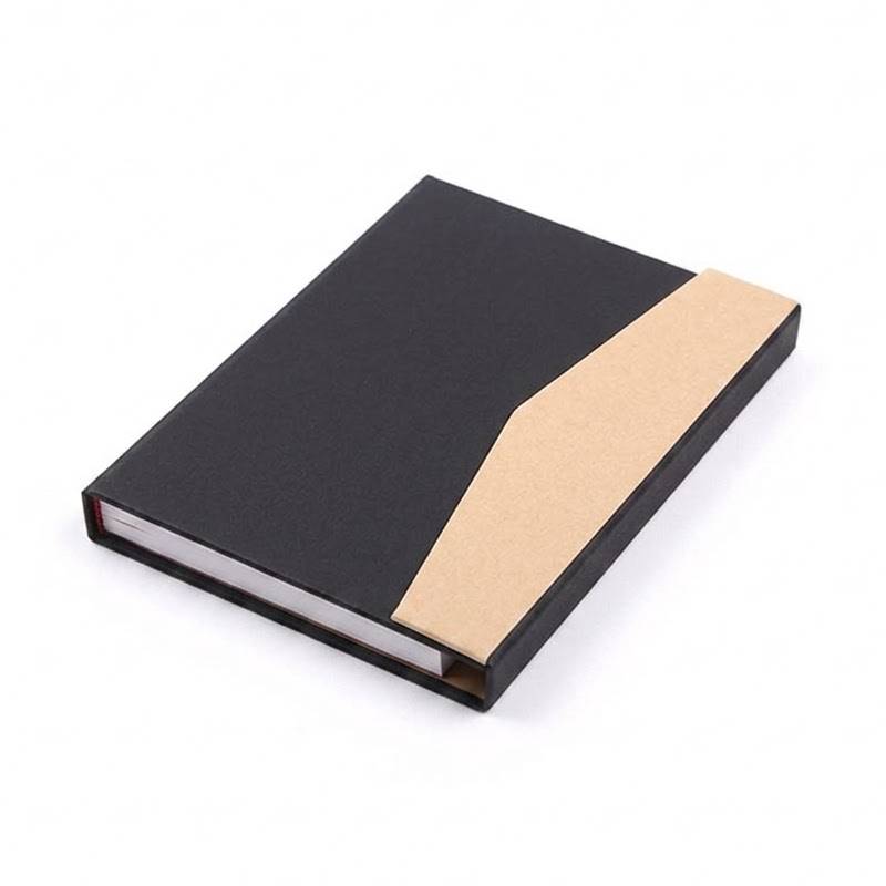Bloc Notes Carton A6 + Stylo Recyclé + Post-it (04c) - Noir