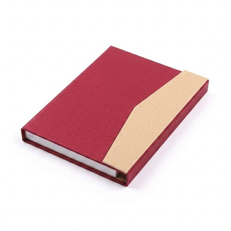 Bloc Notes Carton A6 + Stylo Recyclé + Post-it (04c) - Rouge