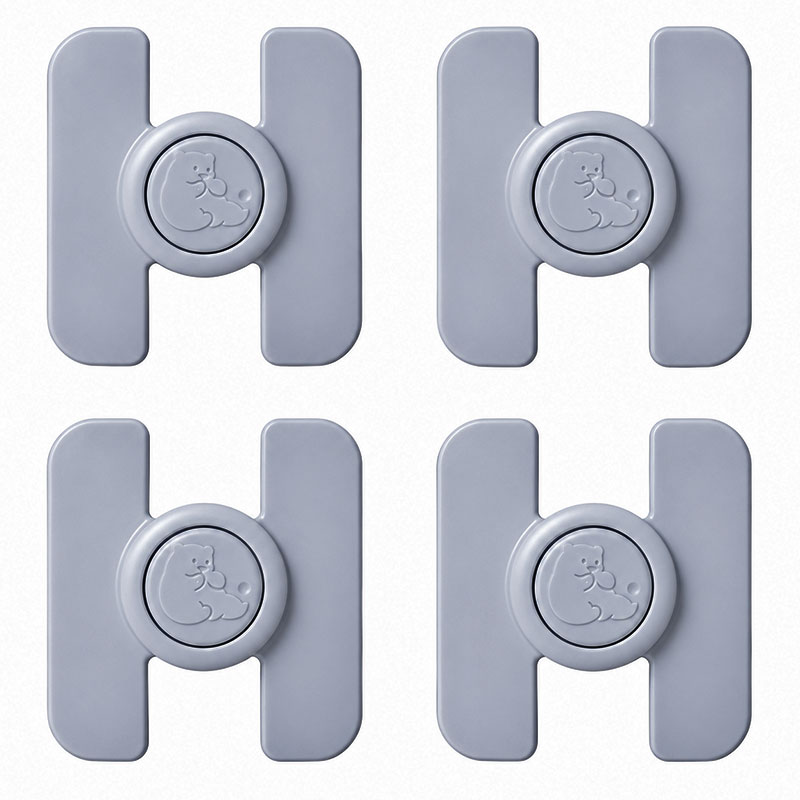 Set de 4 Verrous de Sécurité Multifonctions pour Bébé Smart Lock - Gris