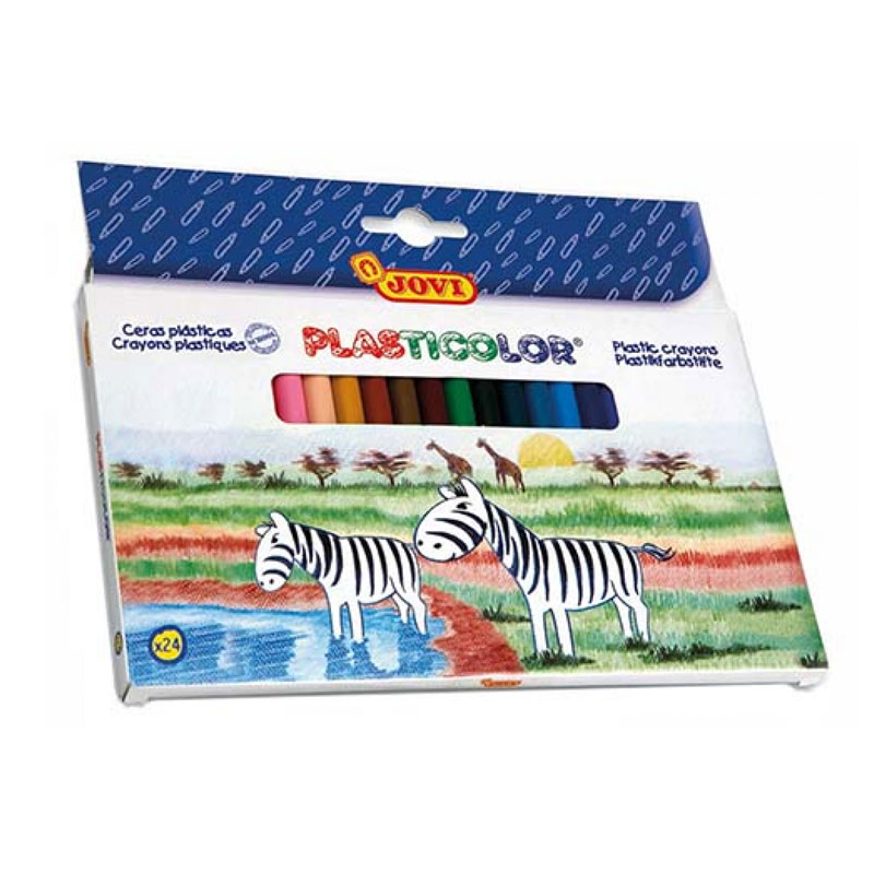 Boite JOVI De 24 Crayons De Cire Plastique - Couleurs assortis (96926)