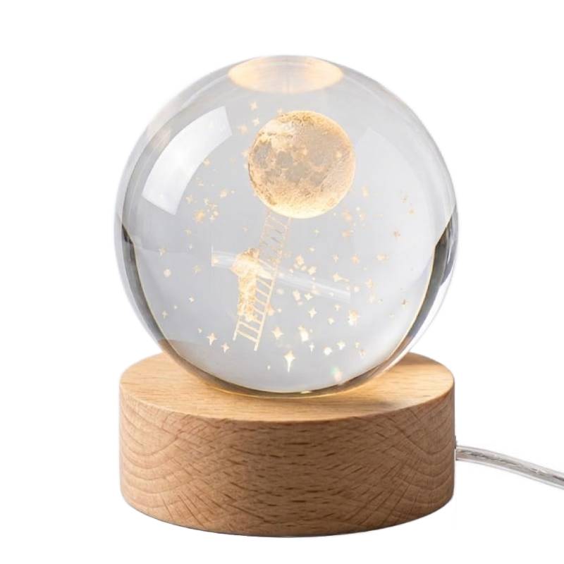 Boule Décorative Rotative Escalier vers la Lune en Cristal