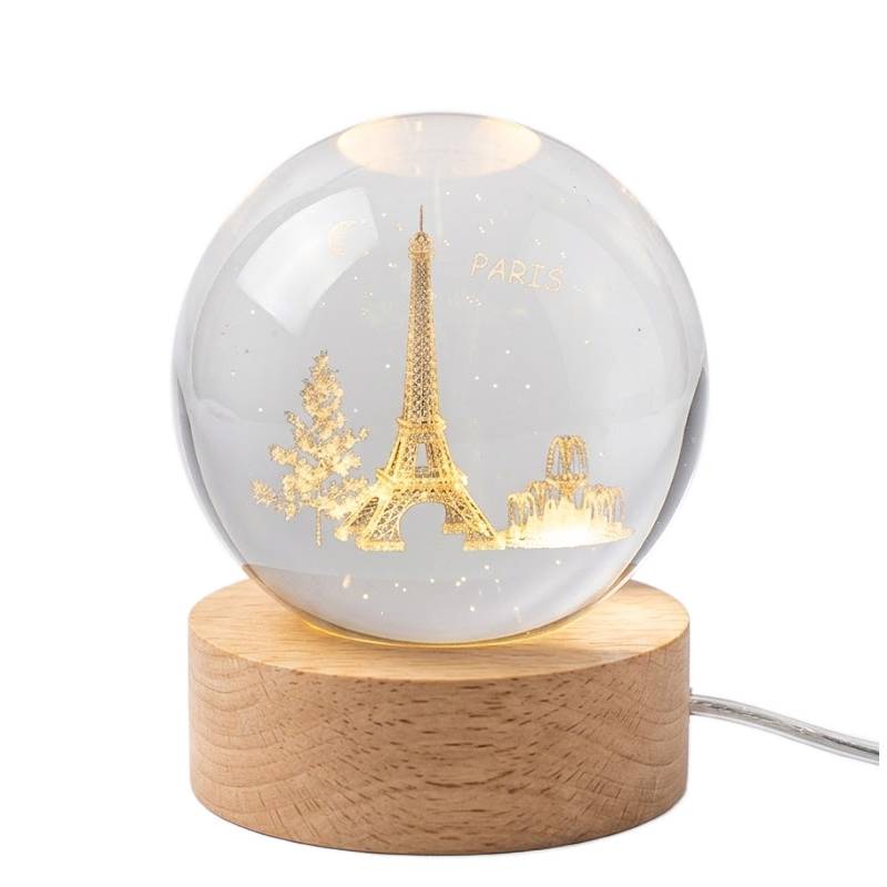 Boule Décorative Rotative Tour Eiffel en Cristal