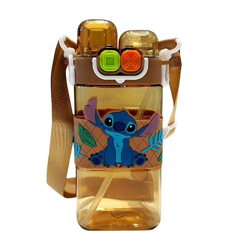 Bouteille D'Eau Stitch avec Paille Intégrée 400ml - marron