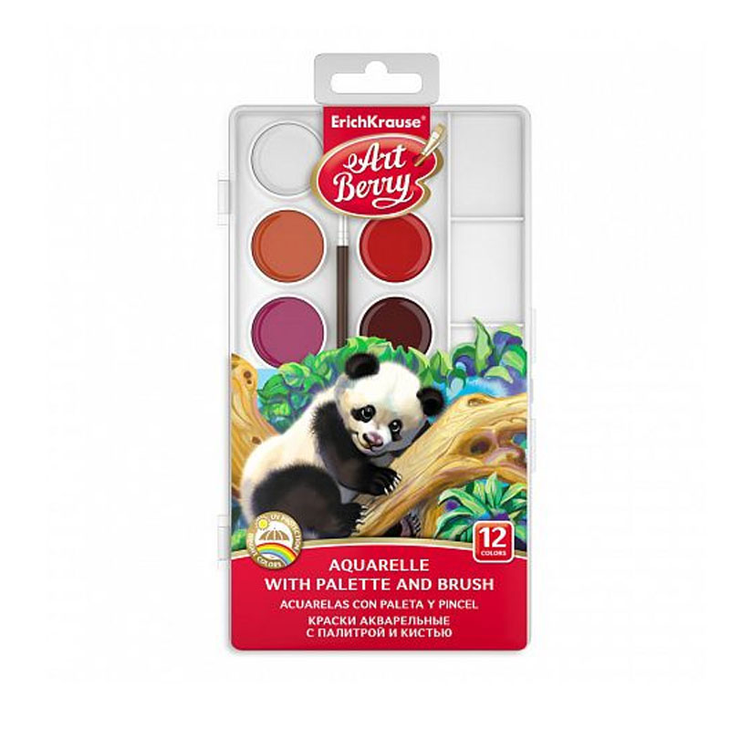 Box De 12 Couleurs De Peinture Aquarelles ERICHKRAUSE Avec Pinceau - Couleurs Assortis