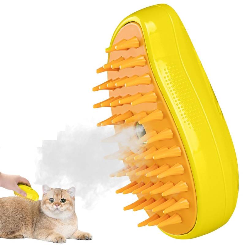 Brosse à Vapeur QC-06 3 en 1 pour Chats & Chiens - Jaune