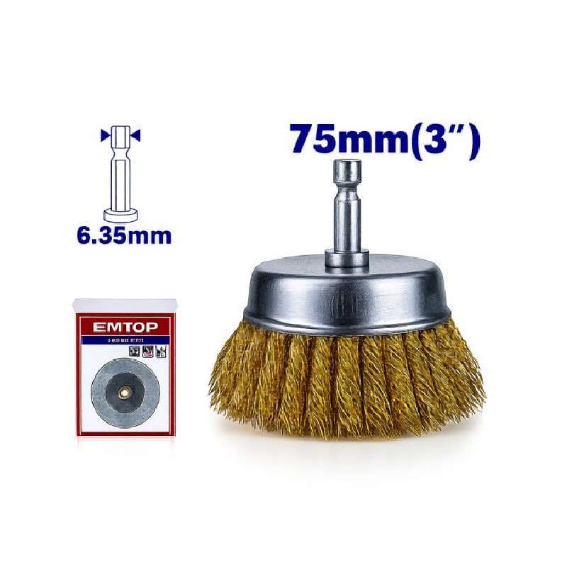 Brosse metalique EMTOP avec tige 75mm EWCB30751