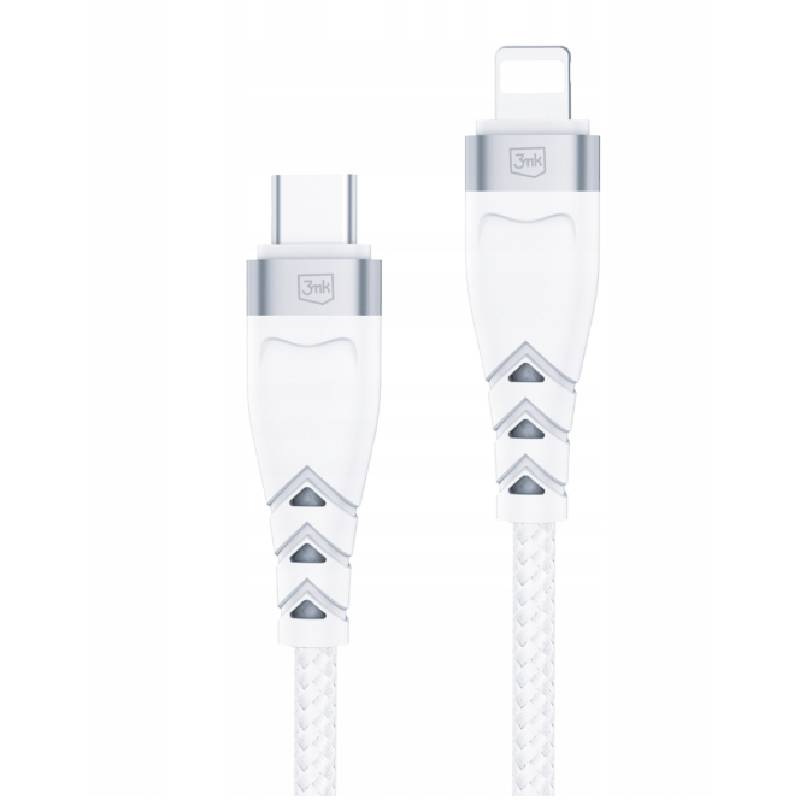 Câble de Charge 3MK USB-C vers Lightning 1 m - Blanc - 3MK