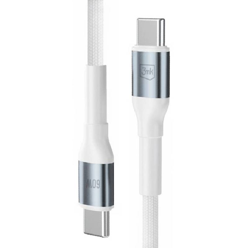Câble de Charge 3MK USB-C vers USB-C 60W - Blanc - 3MK