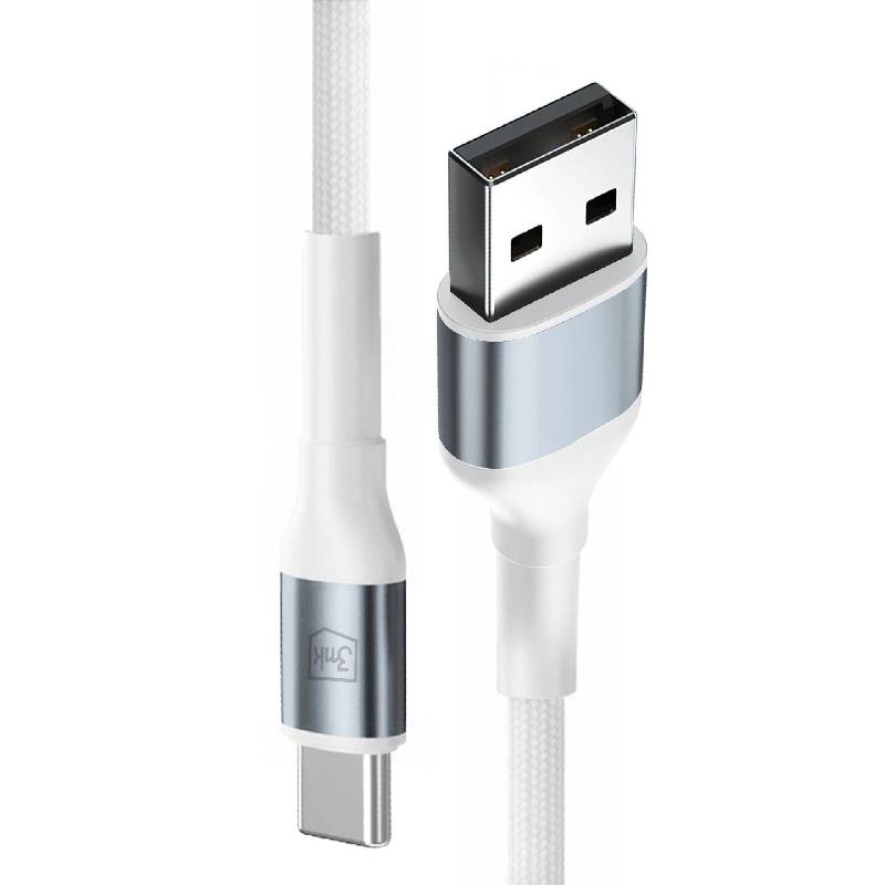 Câble de Charge 3MK 18W USB-A vers USB-C - Blanc - 3MK