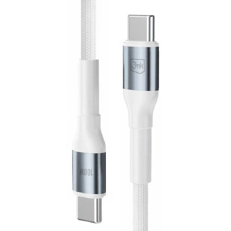 Câble De Charge 3MK Hyper Cable USB-C vers USB-C 100W - Blanc - 3MK