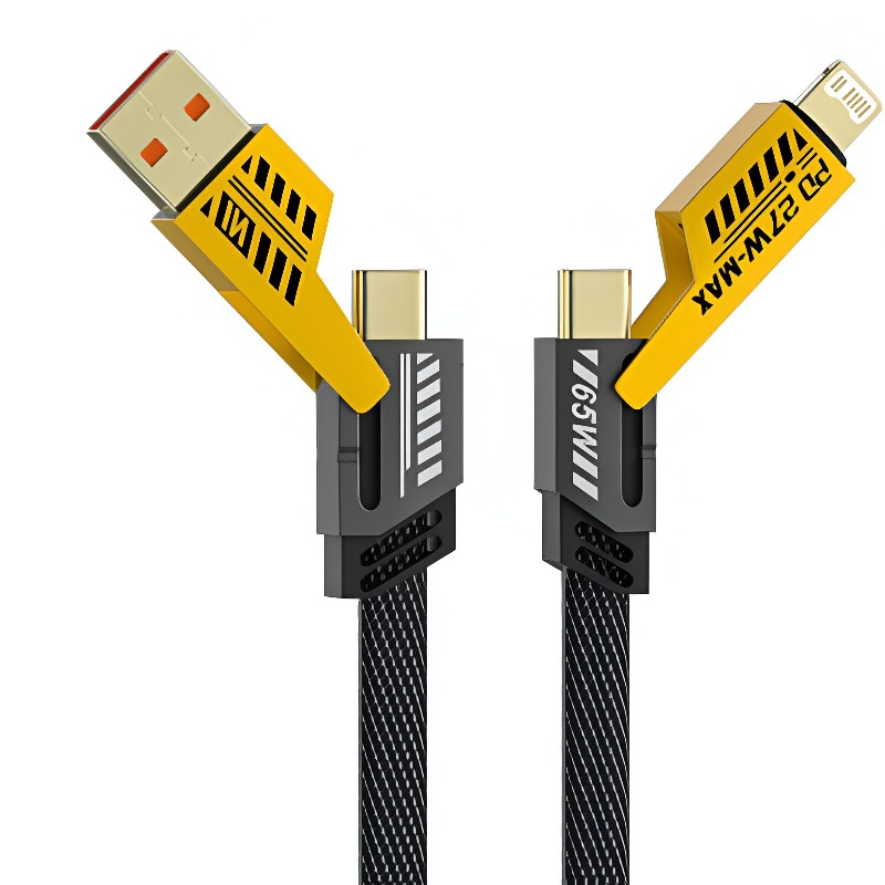 Câble de charge multiple 4 en 1 Lightning, Type-C et Type-A USB 1,2 m GA-03