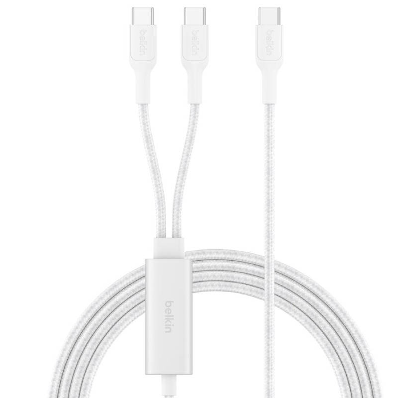 Câble De Charge Belkin BoostCharge Pro 140W USB-C vers Double USB-C - Blanc - BELKIN