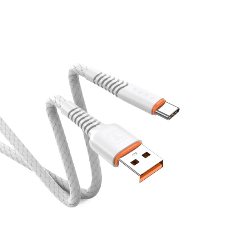 Câble De Charge imprimé en PVC TERA UC08 type A vers type C - Blanc