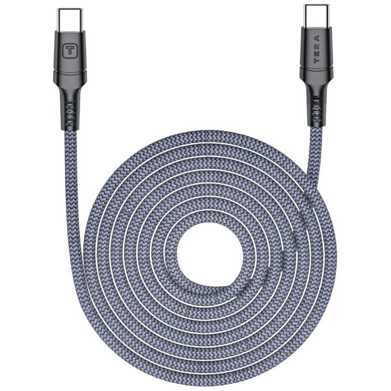 Câble De Charge tressé en PVC TERA Type-C vers Type-C - Gris