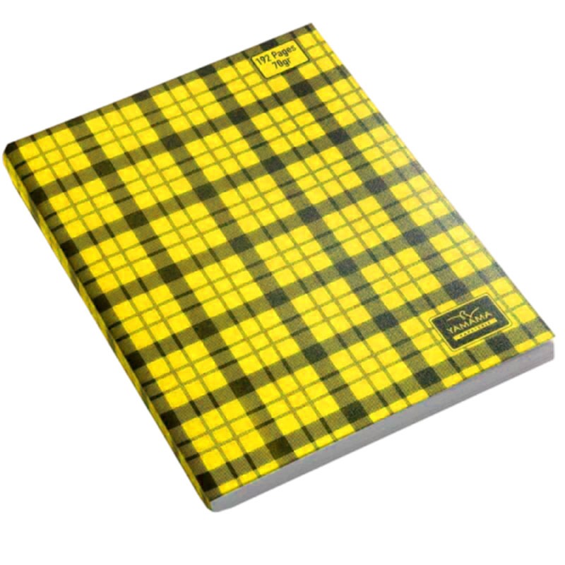 Cahier piquée YAMAMA 192 Pages À carreaux 17x22 cm 70Gr- Jaune - YAMAMA