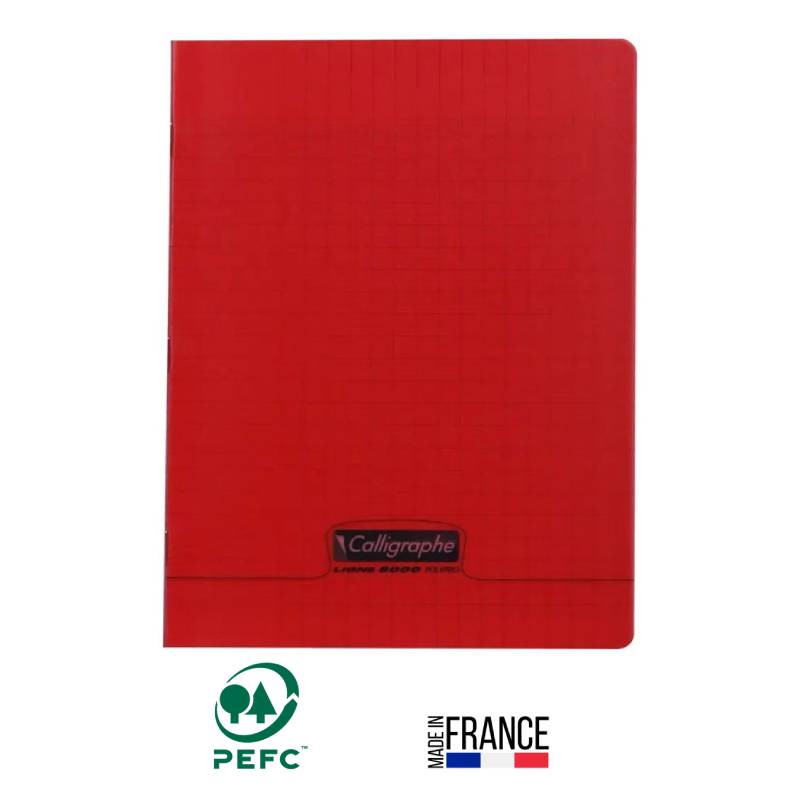 Cahier Piqûre CALLIGRAPHE 192 Pages 90 Gr Seyès 17x22 cm - Rouge
