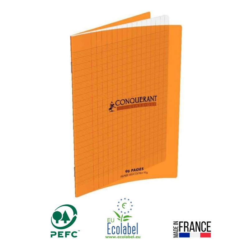 Cahier Piqûre CONQUERANT 96 Pages 90 Gr Seyès 24x32 cm - Orange
