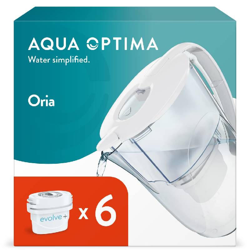 Carafe Filtrante A Eau AQUA OPTIMA Oria 2.5L + 6 Filtres - Blanc