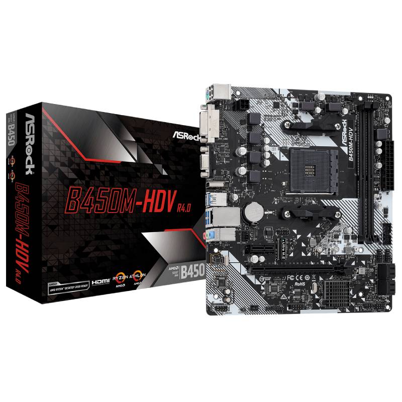 Carte Mère ASROCK B450M-HDV R4.0 (90-MXB9N0-A0UAYZ) - ASRock