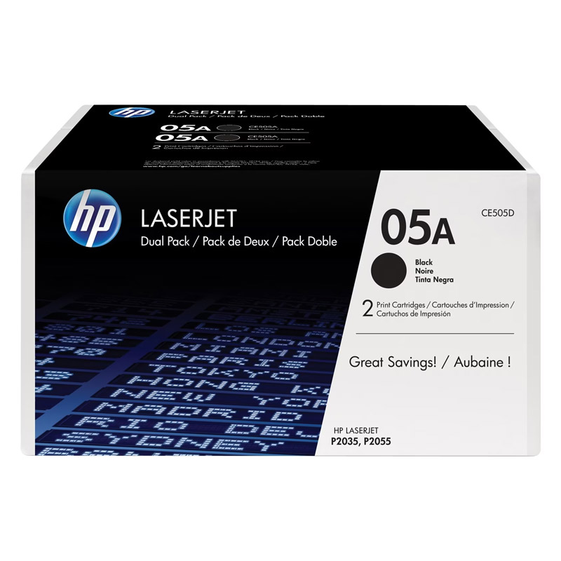 de 2 Toners Original LaserJet HP 05A Noir (CE505D) - HP