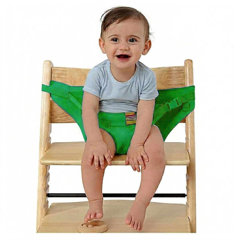 Ceinture de Chaise Haute de Voyage Portable et Sécurisée - Vert