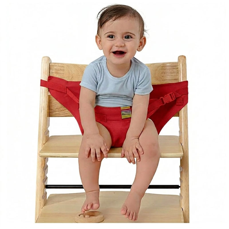 Ceinture de Chaise Haute de Voyage Portable et Sécurisée - Rouge