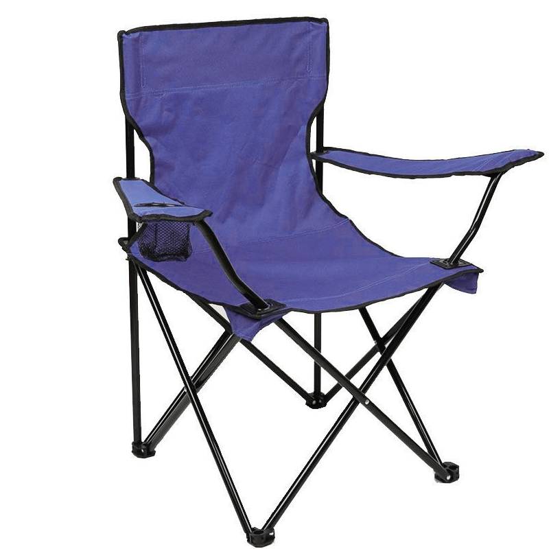 Chaise Pliante de Camping avec Porte-Gobelet - Bleu Marine