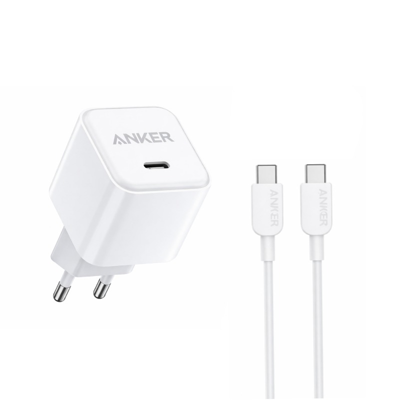 Chargeur ANKER Avec Port Type-C et Cable TYPE-C - Blanc