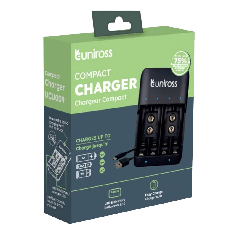 Chargeur Piles UNIROSS Pour AA AAA 9V